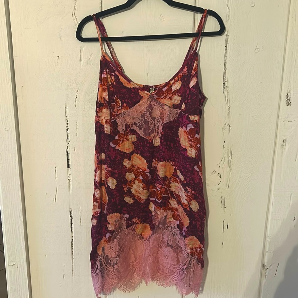 Free People Intimately Flower Purple Pink Lace Dress Size Medium